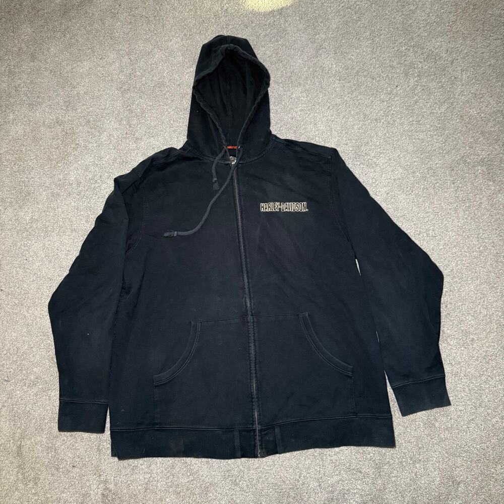 Vintage Y2K Harley Davidson Full Zip Hoodie Sweatshirt Mens Size 2XL